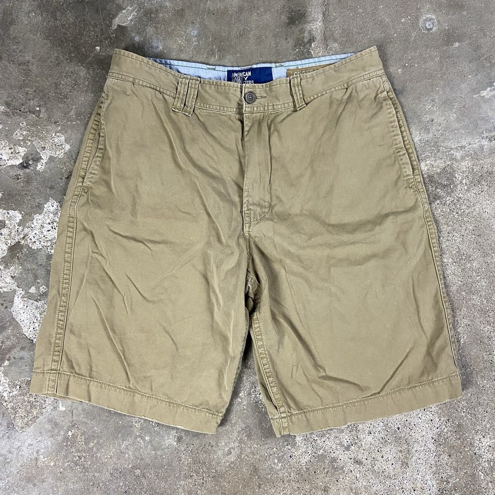 Vintage Y2K American Eagle Outfitters Size 36 Chino Shorts Beige Longer Length